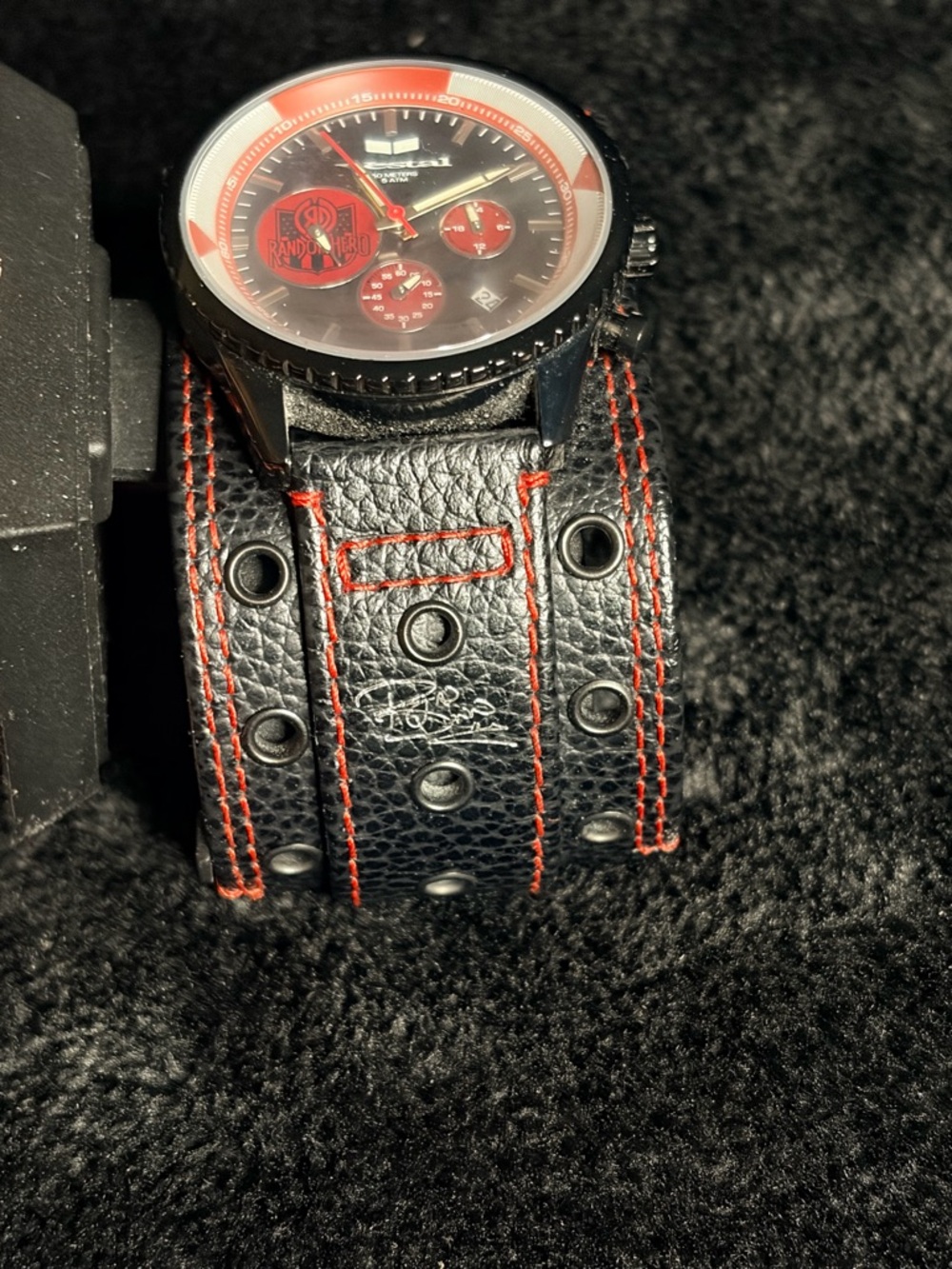 Vestal Black and Red Leather Strap Chronograph Watch Random Hero - Picture 4 of 6